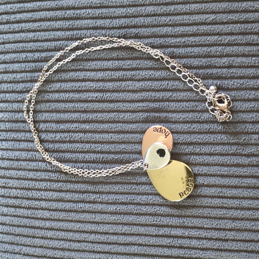 Silver Toned Peace and Hope Necklace